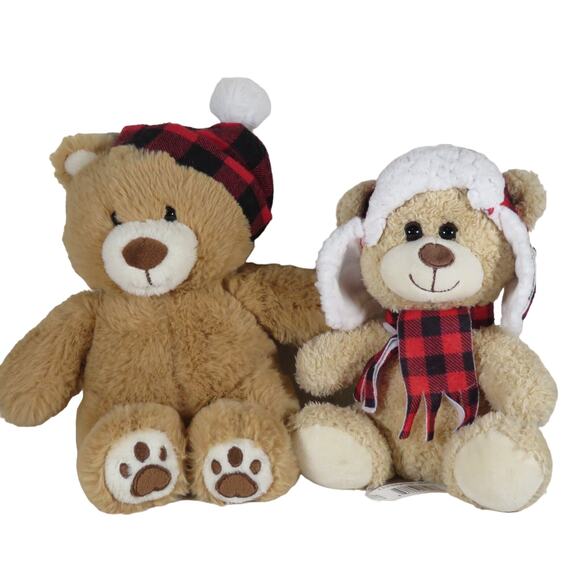 Plush Teddy Bears Winter Holiday Outfits Set of 2 Animal Adventure Small 8" - Picture 1 of 16